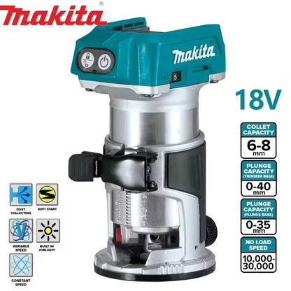 Makita DRT50 Original Aparador sem Fio Recarregável Máquina de Aparar Ferramenta de Fresagem sem Escovas para Ranhurar Madeira Máquina de Gravação