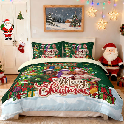 3pcs Christmas K-Pop Demon Hunters print coreless duvet cover set multi size bedroom bedding holiday decoration machine washed