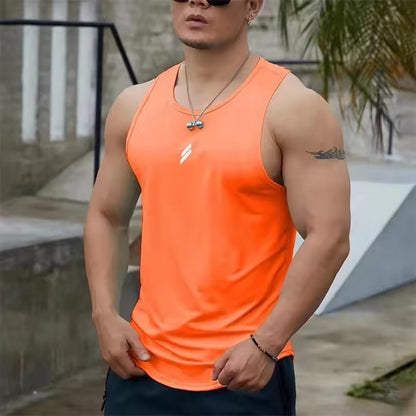 2025 Summer Men's tank top Casual Round Neck Mesh Undershirt Shirt Sports Fitness Tops Sleeveless Vest Quick Dry training vest