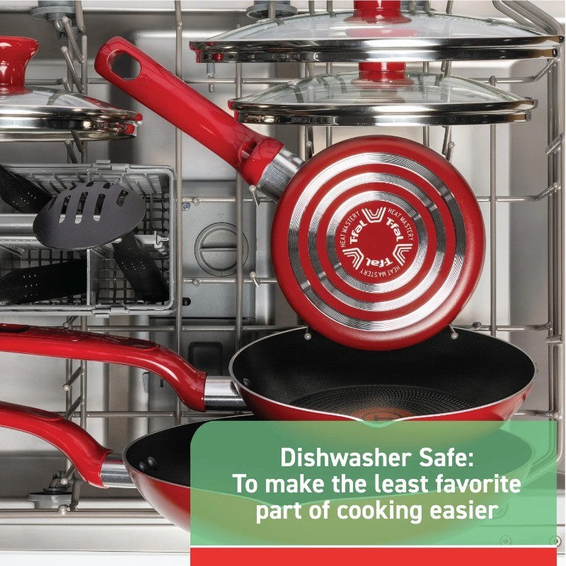 T-fal Easy Care, 20 Piece Non-Stick Pots and Pans Cookware Set, Grey