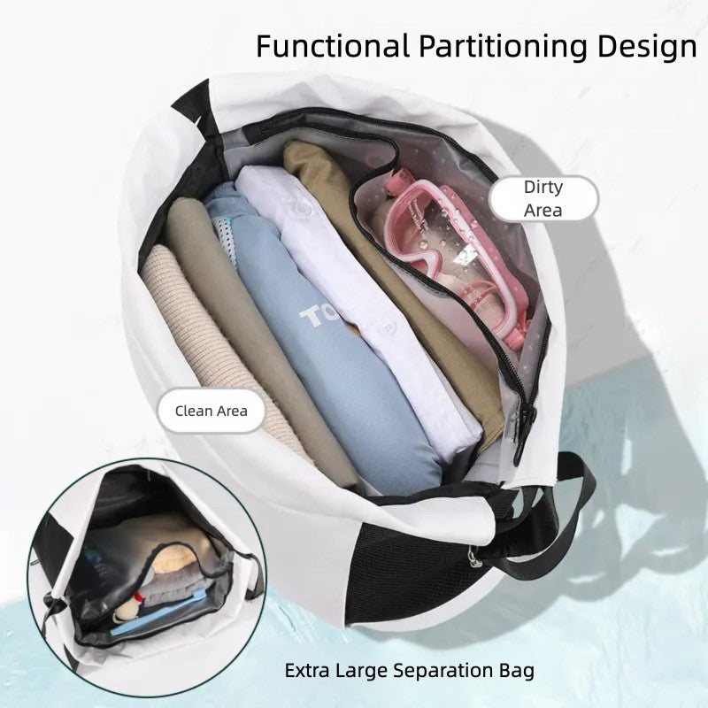 Mochila Esportiva com Cordão e Compartimento para Sapatos, Bolsa Esportiva de Nylon com Vários Bolsos para Treino de Academia, Decoração com Franjas e Estrutura Desmontável