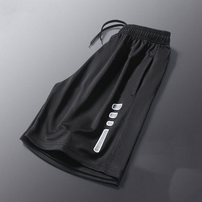New Black Running Shorts Men Striped Printing Loose Basketball Sport Gym Breathable Shorts Fitness Training Workout Bottom Male