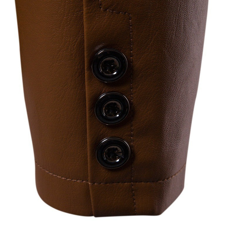 Plus Size 6XL Washed Leather Blazer Jackets For Man, Autumn Men's PU Motocycle Jacket, Business Button Leather Windbreaker