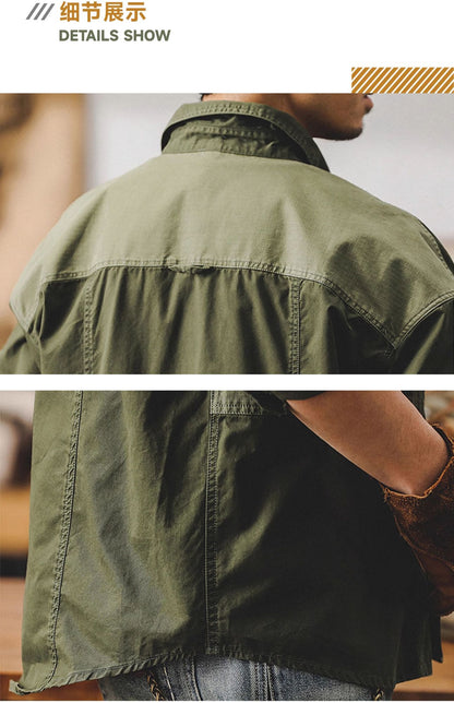 Vintage Patchwork Design Men Autumn Tactical Function Cargo Shirts Y2K High Street Techwear Style Long Sleeve Tops camisetas