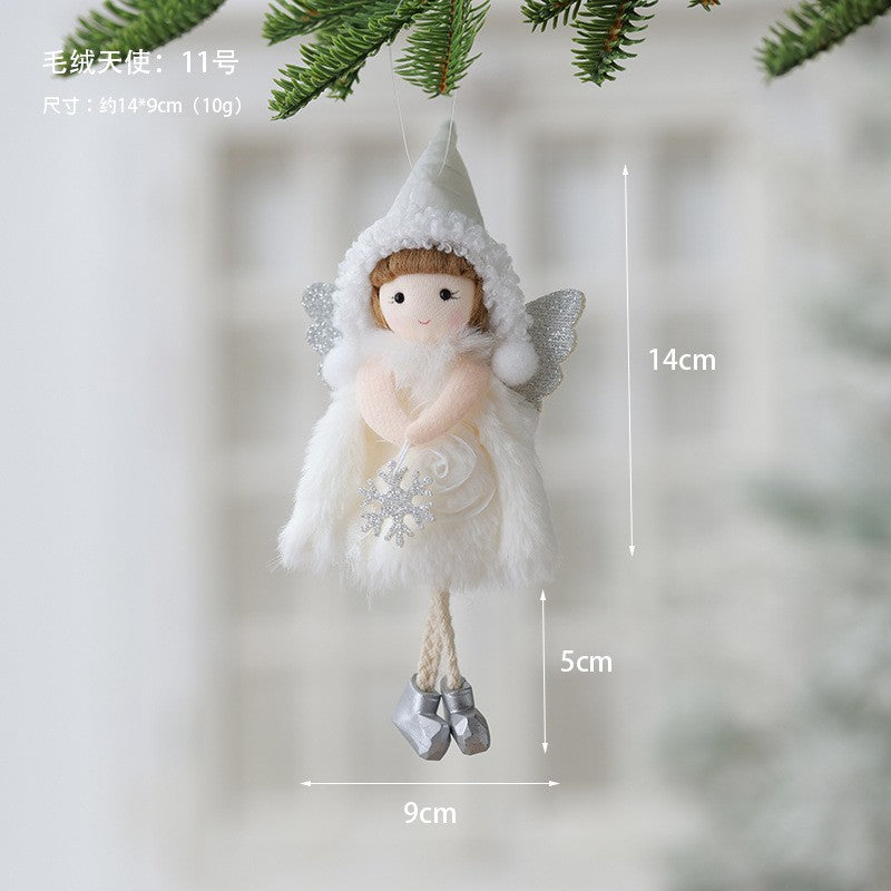 2Pcs New Christmas Cute Plush Angel Doll Pendant Lovely Boys Girls Xmas Tree Hanging Decoration Merry Christmas Party Ornaments