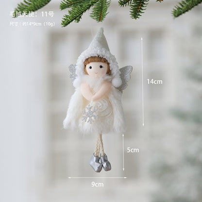 2Pcs New Christmas Cute Plush Angel Doll Pendant Lovely Boys Girls Xmas Tree Hanging Decoration Merry Christmas Party Ornaments