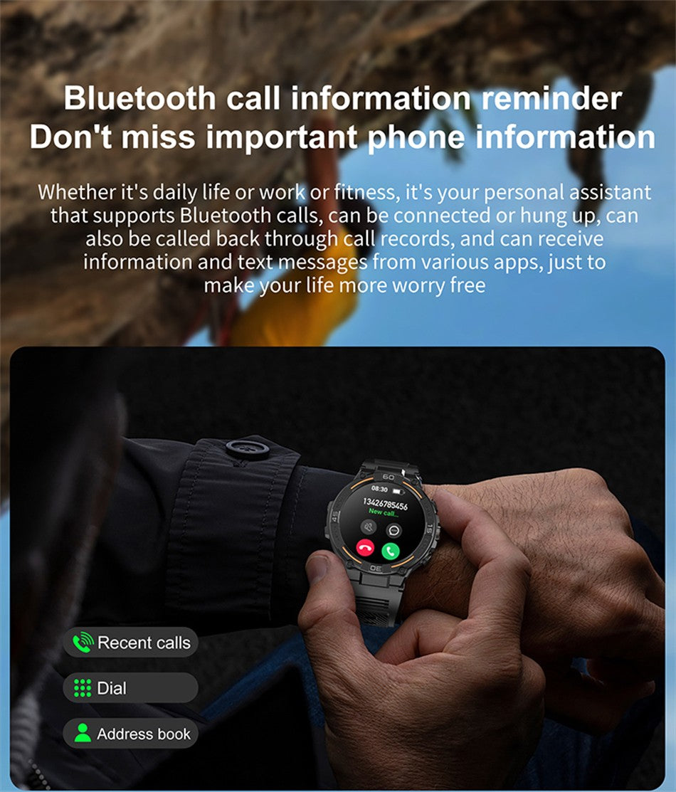 Smartwatch Militar de Outdoor 2025 Novo GPS Display Ultra HD de 1.52" Chamada Bluetooth Frequência Cardíaca IP69K À Prova D'água AI Smartwatch Masculino