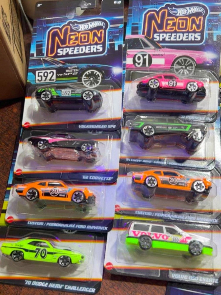Série Carros Hot Wheels Neon Speed Originais Hlh72 Porsche Volvo Dodge Volkswagen Veículos Die-Cast Modelos Carros Brinquedos Coleção Presentes