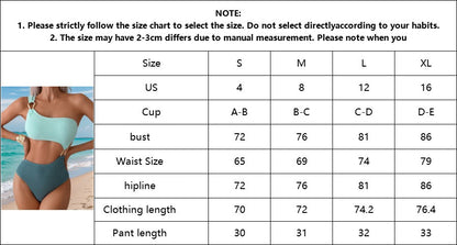 Summer Women Color Block One Piece Swimsuits One Shoulder Cutout Bathing Suits Sexy Bikinis Sets Backless Beachwear