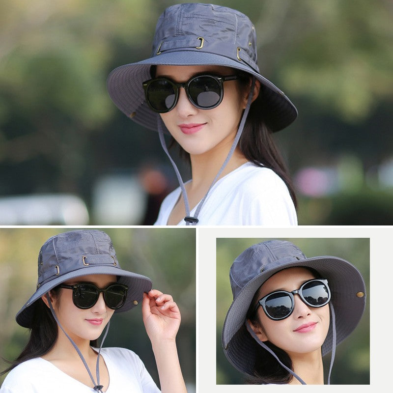 RICYGVM Women Big Brim Fisherman Hat Outdoor Mountaineering UV Protection Sun Visors Unisex Fashion Solid Color Basin Cap ????a