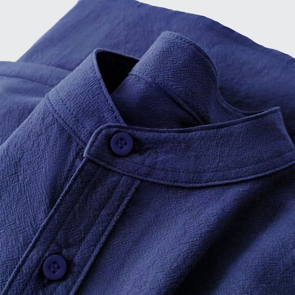 Men's Cotton Linen T-shirt Summer Hot Sale Henley Neck Casual Breathable Lightweight Solid Color Pocket Button Tops