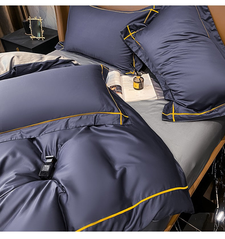 Lençol de Cima Bordado 100% Algodão Egípcio Sedoso Conjunto de Cama Lençol de Cima Queen King Size