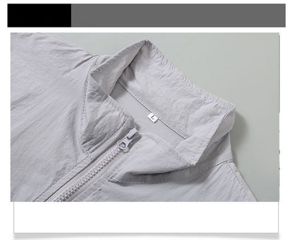 Men Teens Breathable Ultrathin Ultralight Stand Collar Quick Dry Sun-Protective Camping Hiking Jacket Skin Coat Windbreaker