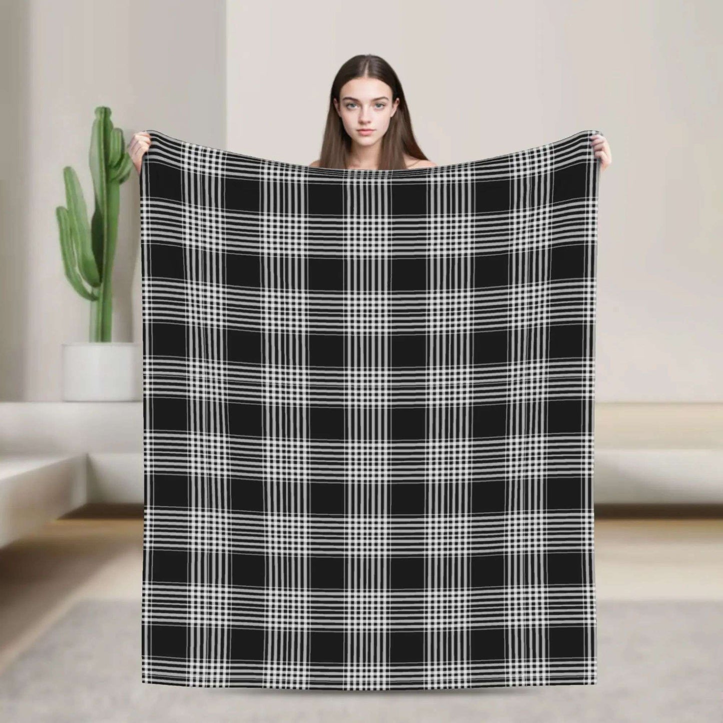Manta Leve Xadrez Tartan Stewart Fina Perfeita para Cama Sofá Primavera Presente de Natal