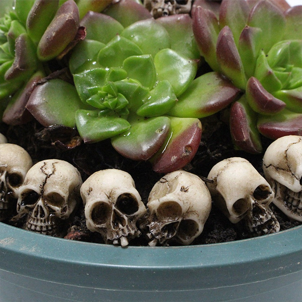 20-100 Peças Mini Figura de Crânio Halloween Caveiras Miniatura Cabeças Criativas Tema de Festival Jardim Paisagístico Decorações para Vasos de Plantas