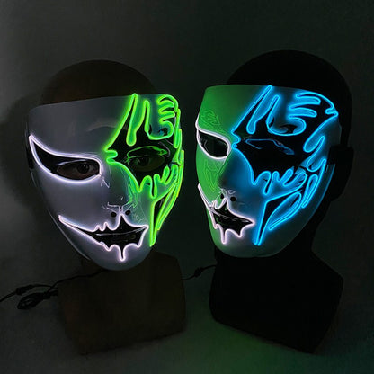 Shuffle Dance Mask Luminous Purge Mask Devil Glowing Masquerade Cosplay Mask for Halloween Horror Haunted House Props