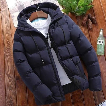 Men's Hooded Down Jacket, Short Thickened Warm Coat, Casual Versatile Winter Bread Coat