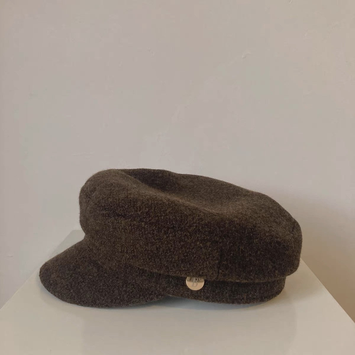 Korean Blogger Same Style Metal Button Autumn Winter Maillard Duck Bill Hat Woolen Newsboy Cap Eight Panel Hat for Women