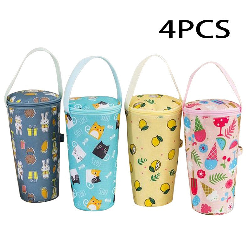 Baby Milk Bottle Insulation Bags Cartoon Portable Waterproof Feeding Bottle Thermal Bag Milk Warmer Cooler Stroller Hang Bags