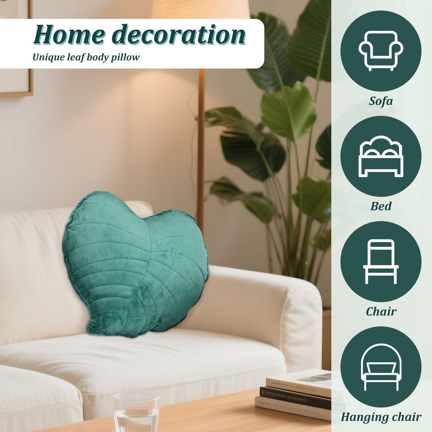 3D Leaf Throw Pillow Soft Plush Leaf Shaped Sofa Cushion 17.7 inch Leaf Shaped Throw Pillow for Bedroom Sofa Couch Decoration