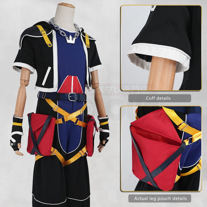 HOLOUN Sora Cosplay Costume Game KH2 Convention Halloween Christmas Coat Pants Vest Belt Gloves Necklace