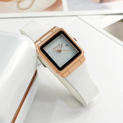 Manufacturer's in stock foreign trade new leisure sports scale calendar square silicone strap quartz women's watch watch watch