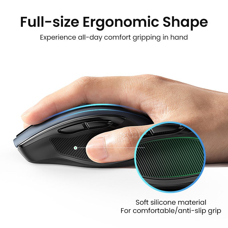 Mouse sem fio UGREEN Bluetooth 5.0 Mouse ergonômico 4000DPI 6 botões silenciosos Mouse para MacBook Tablet Laptops Computador PC 2.4G