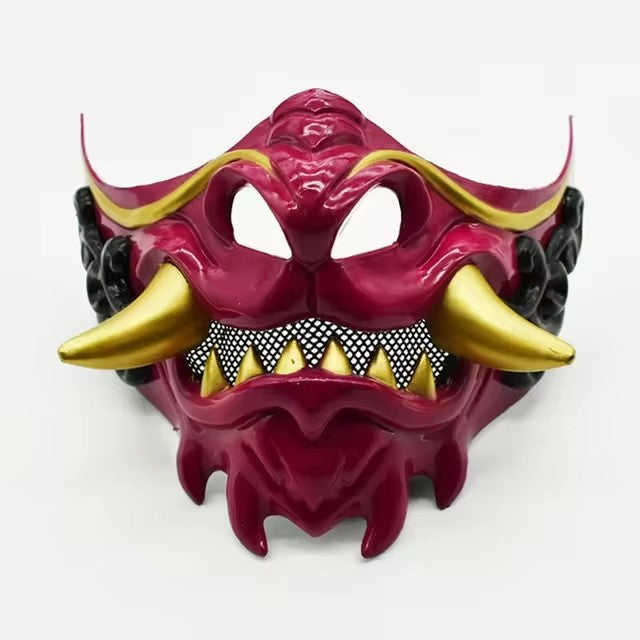 Half Face Devil Samurais Mask for Carnivals Halloween Cosplay Horror Killer Mask Masquerade Mask Party Mask Japanese Mask