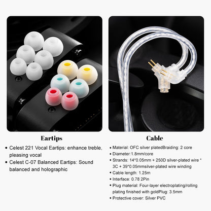 Celest Wyvern Pro 10mm LCP Driver In Ear Earphone Livestreaming Microphone Gaming Headset With Detachable 0.78 2Pin Cable