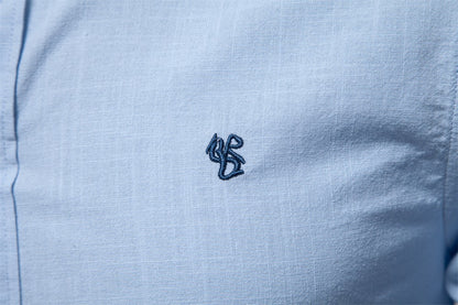 Japanese Style Men's Shirt 2025 Summer Business Casual Shirt Breathable Cotton Linen Blend | Slim Fit Long Sleeve Solid Color