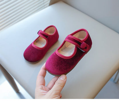 2025 Princess Flat Shoes for Baby Girls Kids Autumn Vintage Soft-sole Flatties with Low-cut Uppers Children Flats