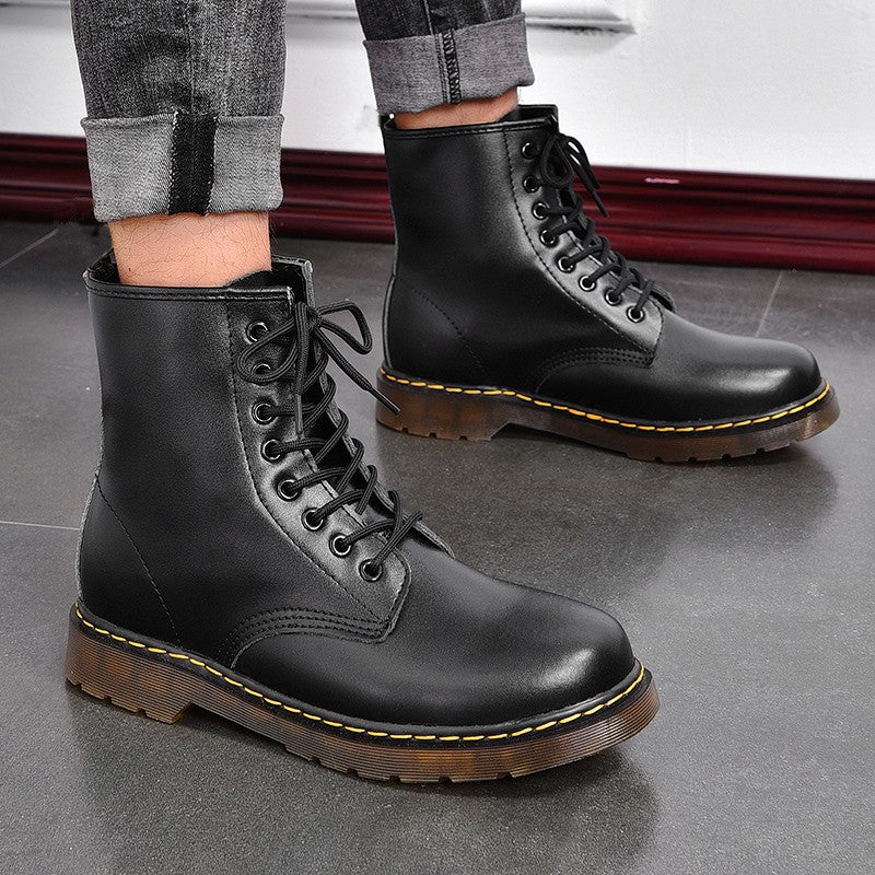 Botas Masculinas de Couro Legítimo Clássicas de Seis Furos, Estilo Britânico da Moda, Botas Curtas de Cano Baixo para Montaria, Botas para Externa, Tamanhos 35-48, Botas Femininas