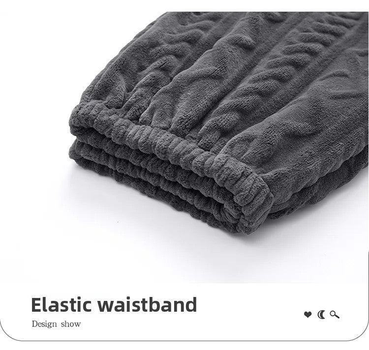 Men's Thickened Coral Fleece Pajama Pants Home Leisure Velvet Plush Winter Warm Large Size Sleepwear Comfortable Soft Fabric