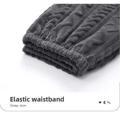 Men's Thickened Coral Fleece Pajama Pants Home Leisure Velvet Plush Winter Warm Large Size Sleepwear Comfortable Soft Fabric