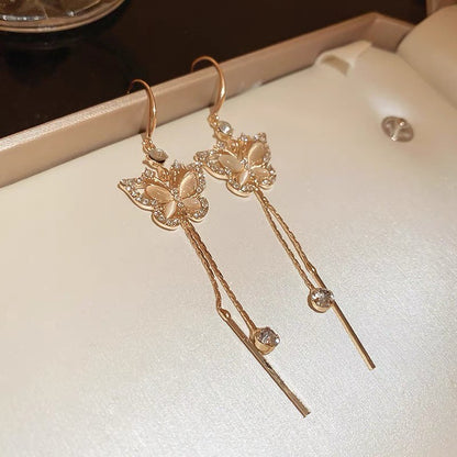 Nova Tendência da Moda Design Único Elegante Delicado Zircônia Borboleta Tassel Brincos Para Mulheres Joias Festa de Casamento Presentes Premium