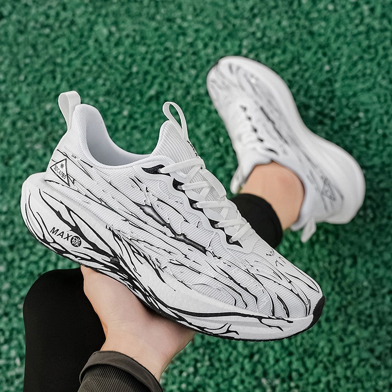 Unisex Running Shoes Breathe Mesh Fashion Lace Up Mens Womens Sneakers Cushioning Thick Sole Outdoor Tennis Shoes for Men Women