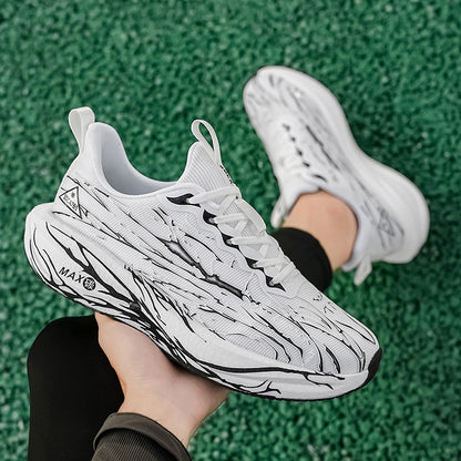 Unisex Running Shoes Breathe Mesh Fashion Lace Up Mens Womens Sneakers Cushioning Thick Sole Outdoor Tennis Shoes for Men Women