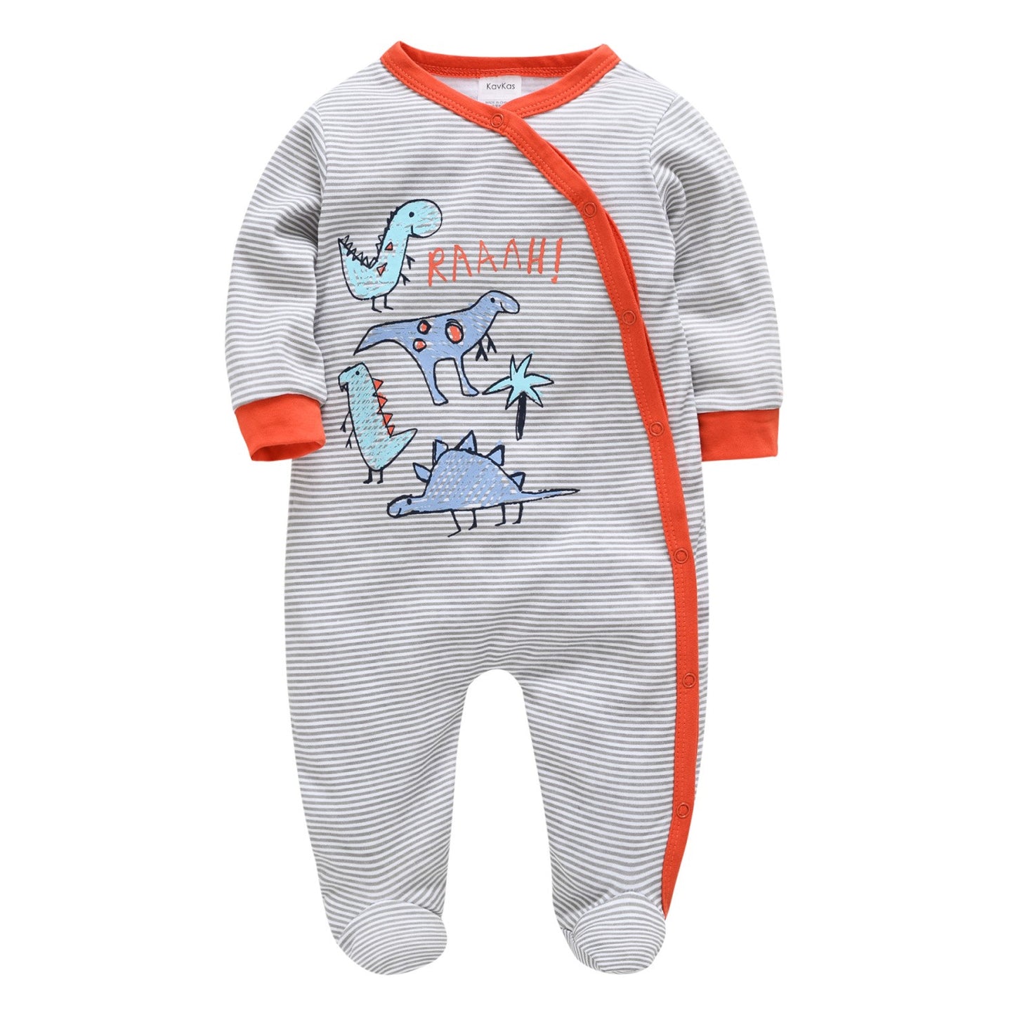 KAVKAS 1/3 Pcs Baby Boys Rompers Cartoon Print Overalls Cotton Infant Clothing Kids Jumpsuit Newborn Pajimas 0-3 Months