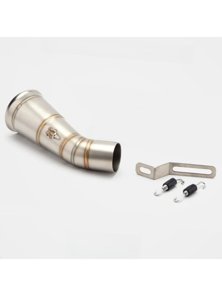 RS 51mm stainless steel lower link pipe for the ZONTES 703RR exhaust system, designed to connect to the original front section.