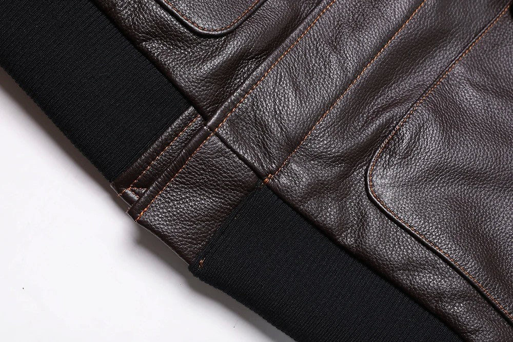 Classical A2 Style Genuine Leather Jacket Men's Air Force Natural Cowhide Coats Brown Calf Skin Clothes man Flight Clothing