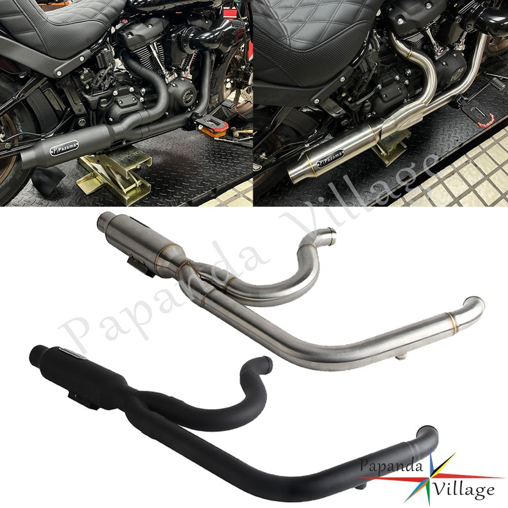 Motorcycle 2-into-1 Exhaust Pipe Muffler For Harley M8 Softail Low Rider S ST Fat Street Bob Standard Slim Deluxe FXLR 2018-2025