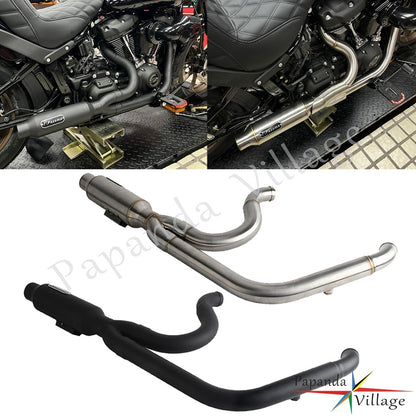 Motorcycle 2-into-1 Exhaust Pipe Muffler For Harley M8 Softail Low Rider S ST Fat Street Bob Standard Slim Deluxe FXLR 2018-2025