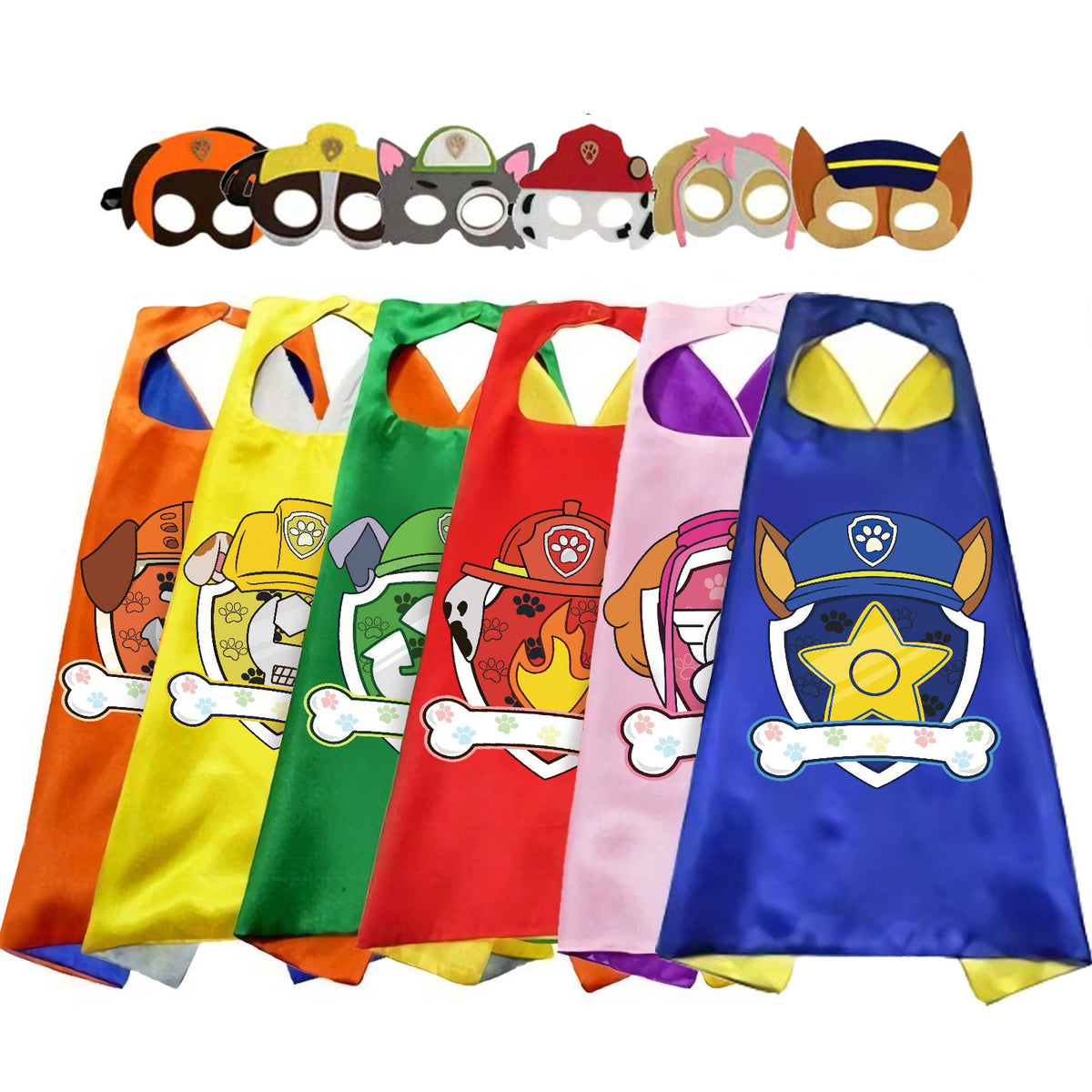 Anime Dog Patrol Kids Cosplay Costume Cape with Eye Mask Halloween Marshall Chase Skye Zuma Rubble Rocky Children's Dress-Up