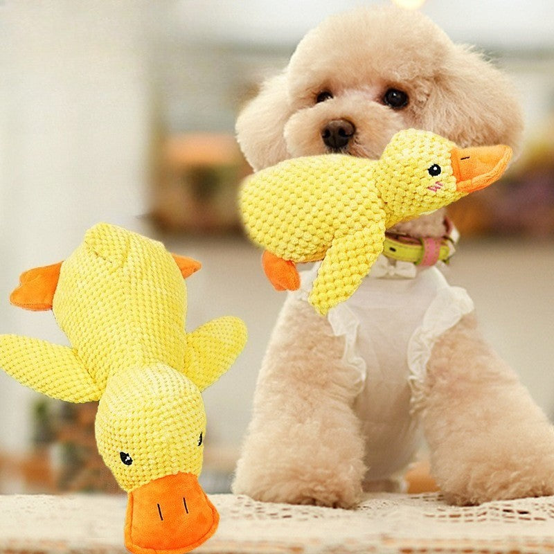 Brinquedos para Cães Pato de Pelúcia para Pequenos e Grandes Cães Resistente à Mordida Ranger os Dentes Brinquedo de Pato que Emite Som para Aliviar o Estresse