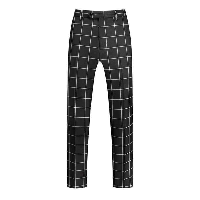 Fashion Male Business Social Suit Pants Black / Blue / Burgundy Men Wedding Plaid Dress Trousers
