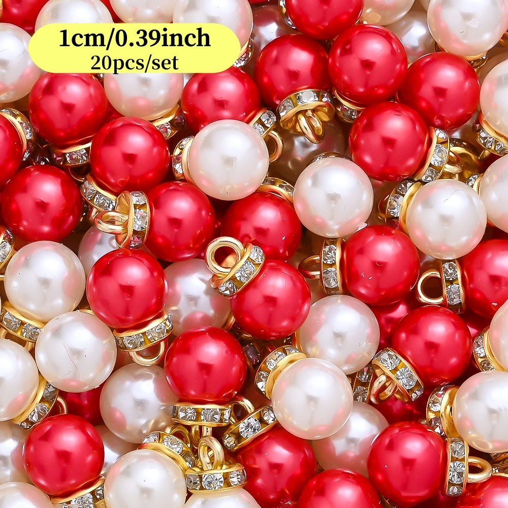 20pcs/set Shiny CCB Christmas Beads Pendant Classic Golden Rhinestone Spacer Beads For Earrings  Making Fashion Accessories