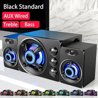 HIFI 3D Stereo Speakers Colorful LED Heavy Light AUX USB Wired Wireless Bluetooth Audio Home Theater Surround Sound Bar TV