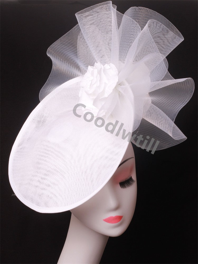 Fascinator Feminino Azul Marinho Chic Chapéu Elegante para Royal Ascot Millinery Noiva Casamento Coquetel Acessórios de Cabelo Véus e Acessórios para Cabeça