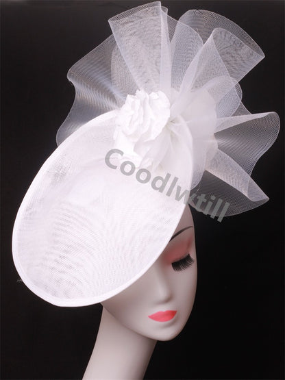 Fascinator Feminino Azul Marinho Chic Chapéu Elegante para Royal Ascot Millinery Noiva Casamento Coquetel Acessórios de Cabelo Véus e Acessórios para Cabeça