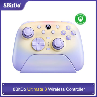 8BitDo Ultimate 3 Wireless Controller for Xbox, PC, Android, Apple With Force Ring TMR Joystick & Charging Dock (Lavender Dusk)